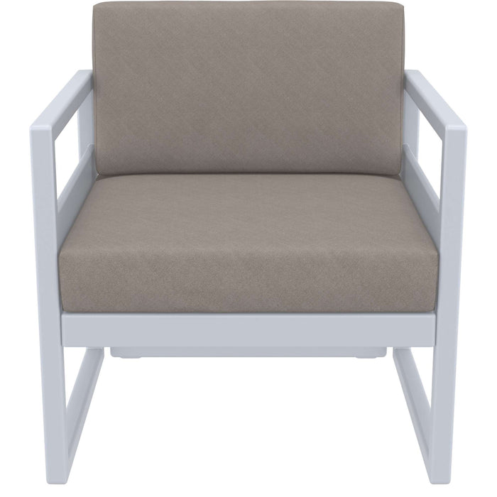 Siesta Mykonos Lounge Arm Chair - Silver Grey with Light Brown Cushions
