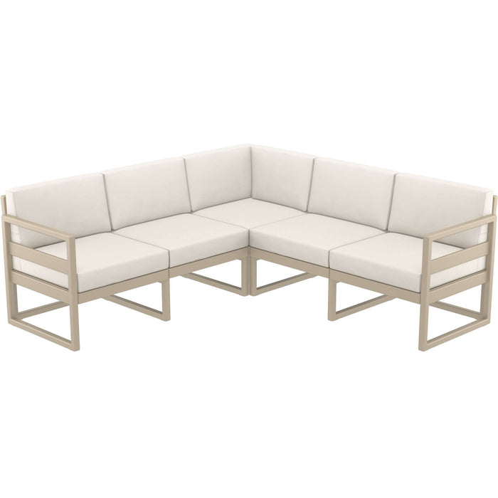 Siesta Mykonos Lounge Corner - Taupe with Beige Cushions