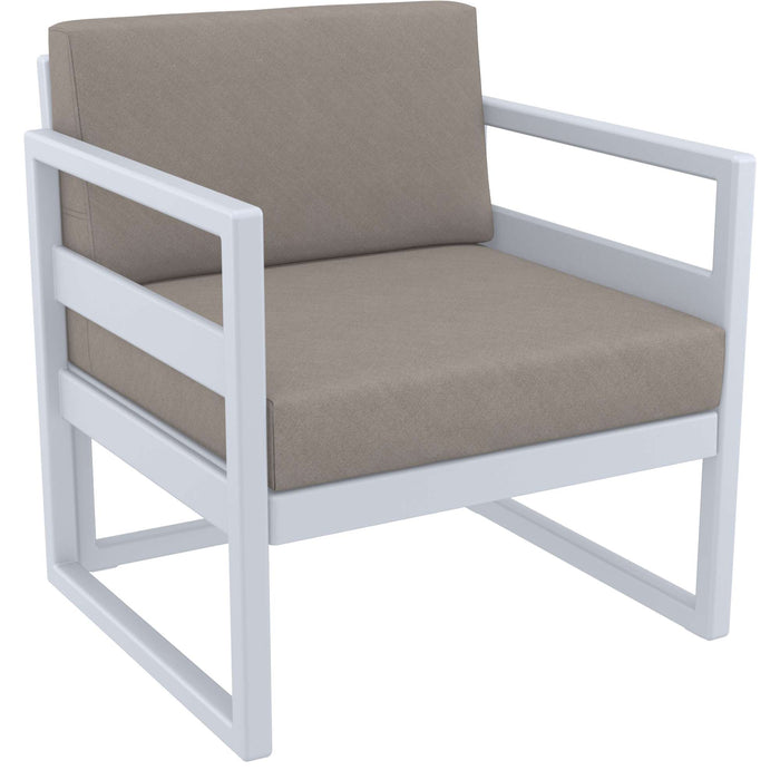 Siesta Mykonos Lounge Arm Chair - Silver Grey with Light Brown Cushions