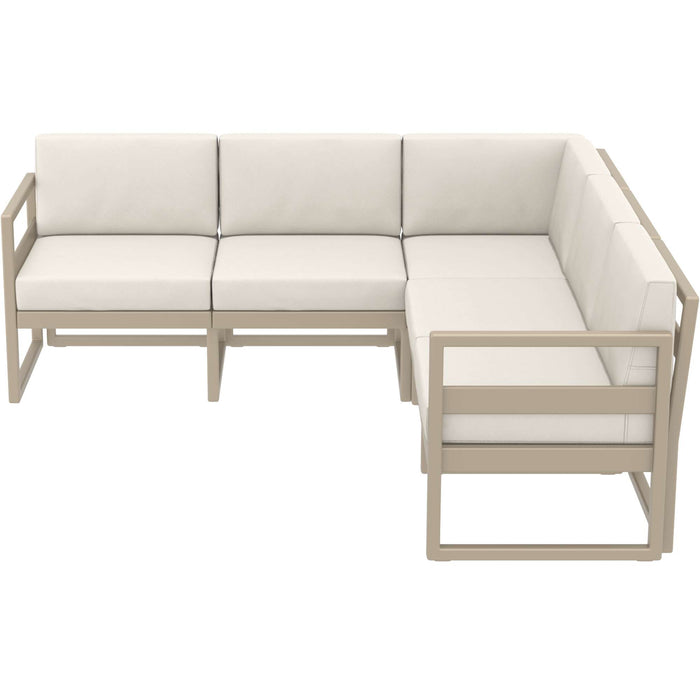 Siesta Mykonos Lounge Corner - Taupe with Beige Cushions