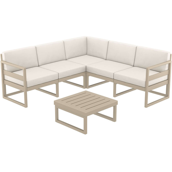 Siesta Mykonos Lounge Corner Set - Taupe with Beige Cushions
