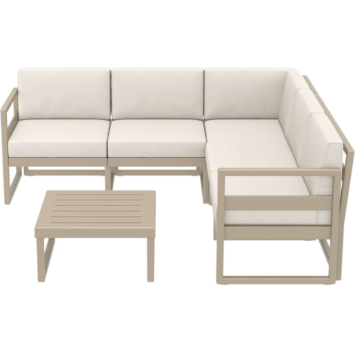 Siesta Mykonos Lounge Corner Set - Taupe with Beige Cushions