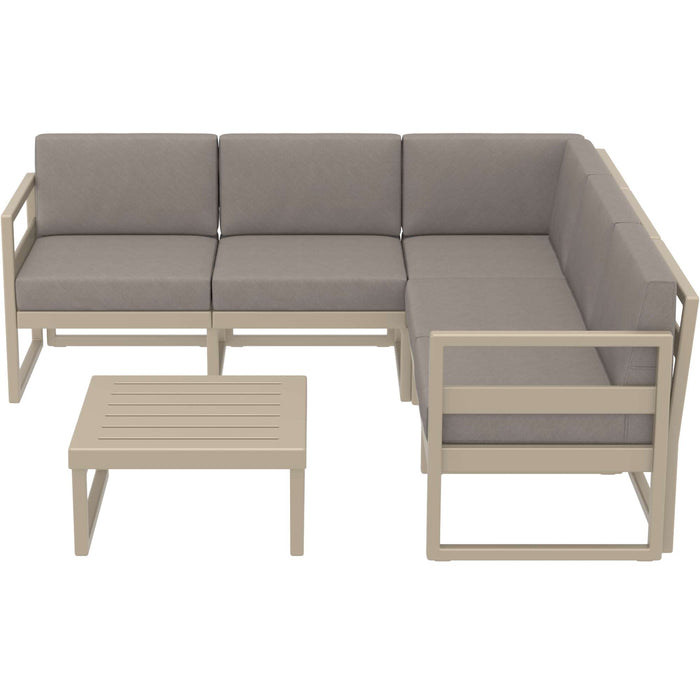 Siesta Mykonos Lounge Corner Set - Taupe with Brown Cushions