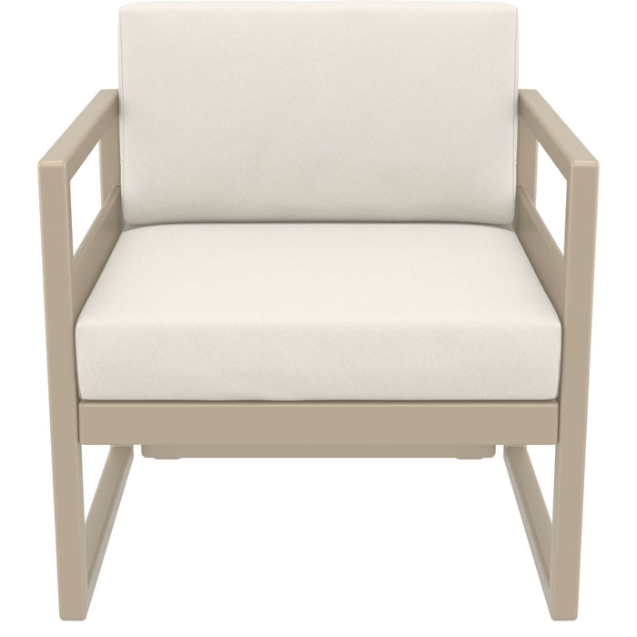 Siesta Mykonos Lounge Arm Chair - Taupe with Beige Cushions