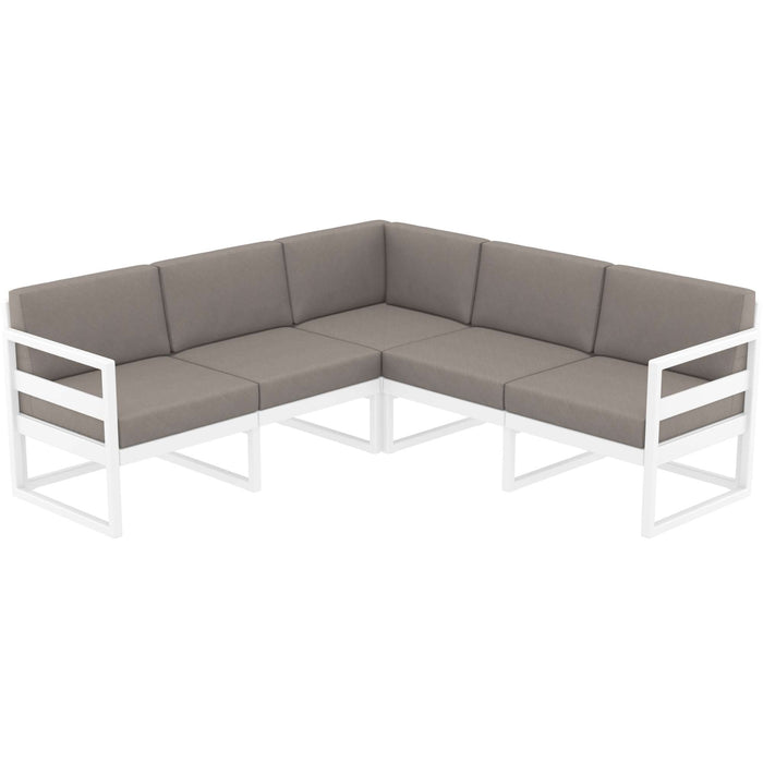 Siesta Mykonos Lounge Corner - White with Brown Cushions