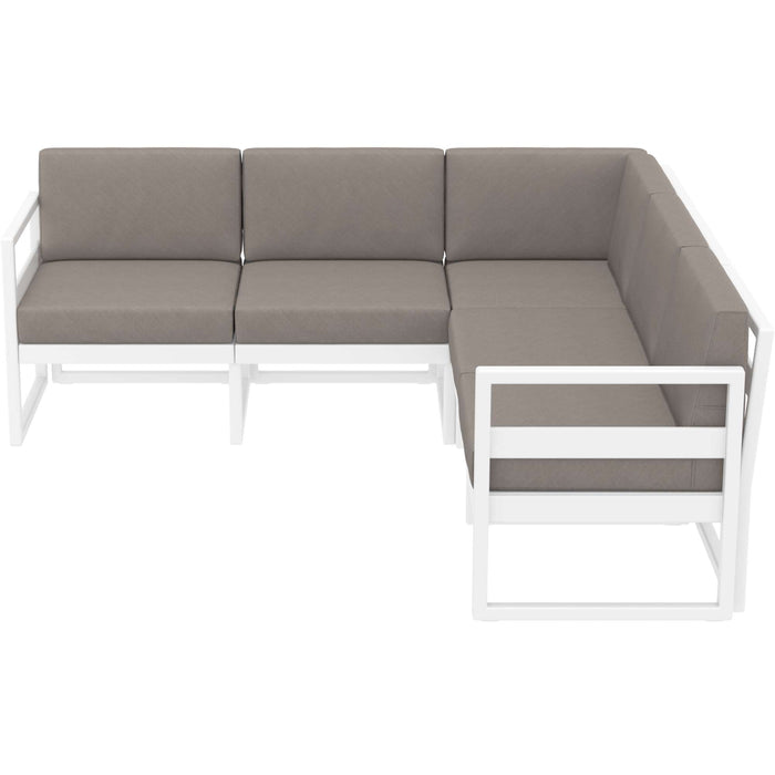 Siesta Mykonos Lounge Corner - White with Brown Cushions