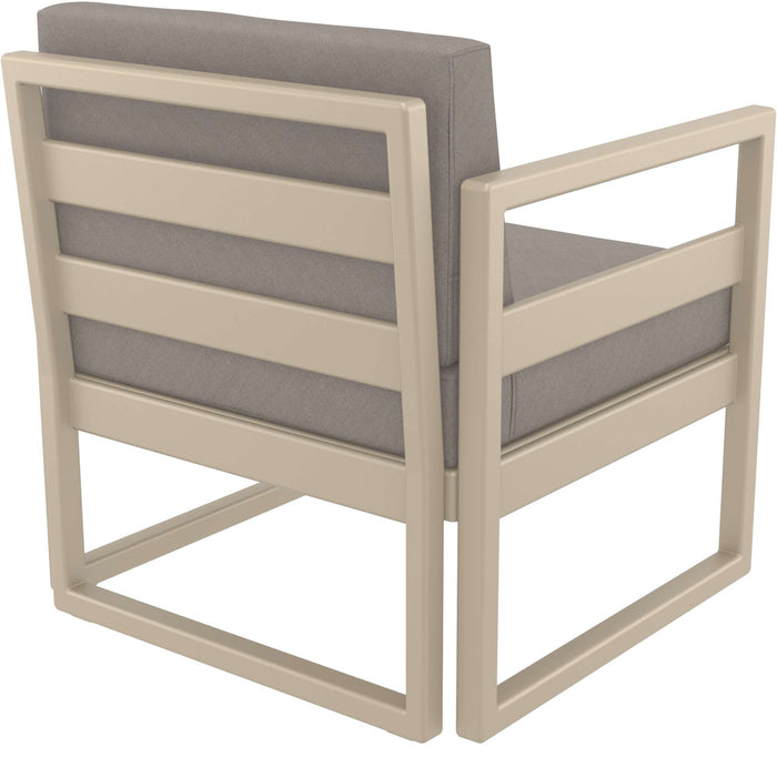 Siesta Mykonos Lounge Arm Chair - Taupe with Light Brown Cushions