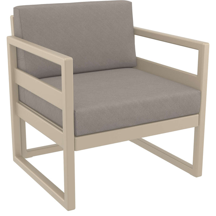 Siesta Mykonos Lounge Arm Chair - Taupe with Light Brown Cushions
