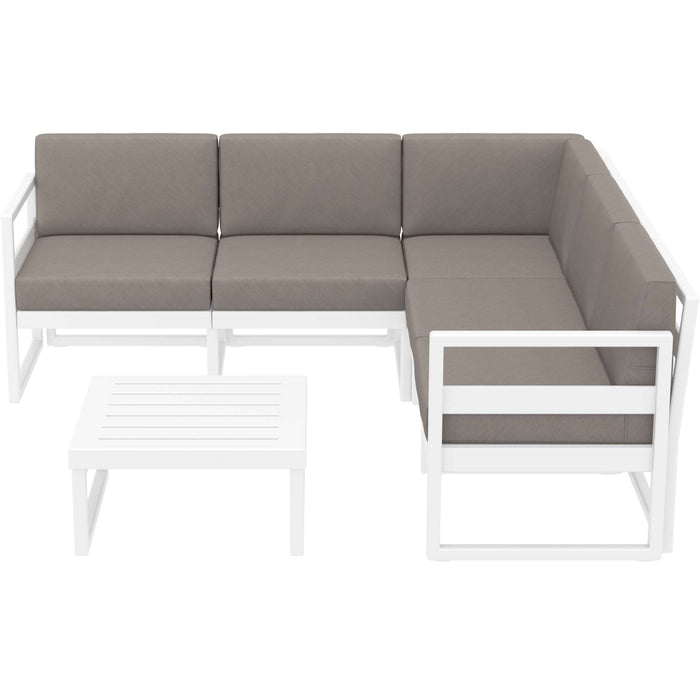 Siesta Mykonos Lounge Corner Set - White with Brown Cushions