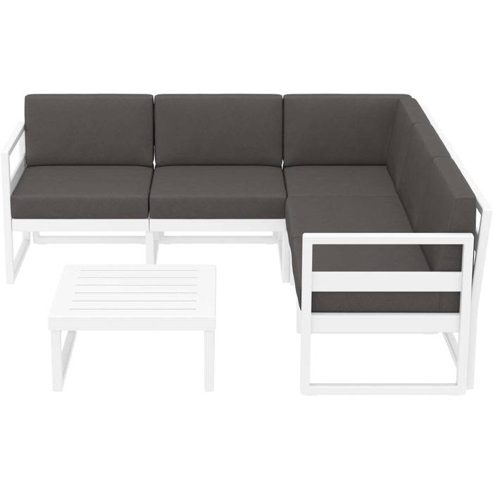 Siesta Mykonos Lounge Corner Set - White with Dark Grey Cushions