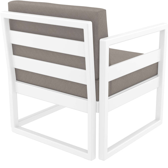 Siesta Mykonos Lounge Arm Chair - White with Light Brown Cushions