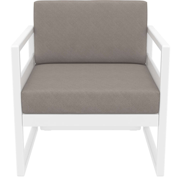 Siesta Mykonos Lounge Arm Chair - White with Light Brown Cushions