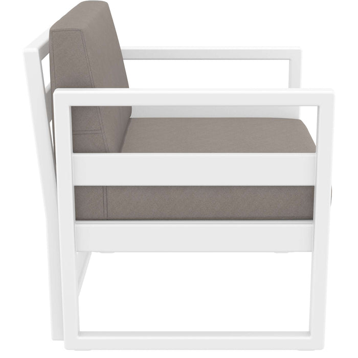 Siesta Mykonos Lounge Arm Chair - White with Light Brown Cushions