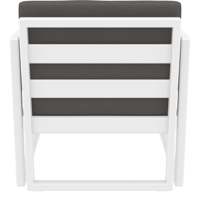 Siesta Mykonos Lounge Arm Chair - White with Dark Grey Cushions