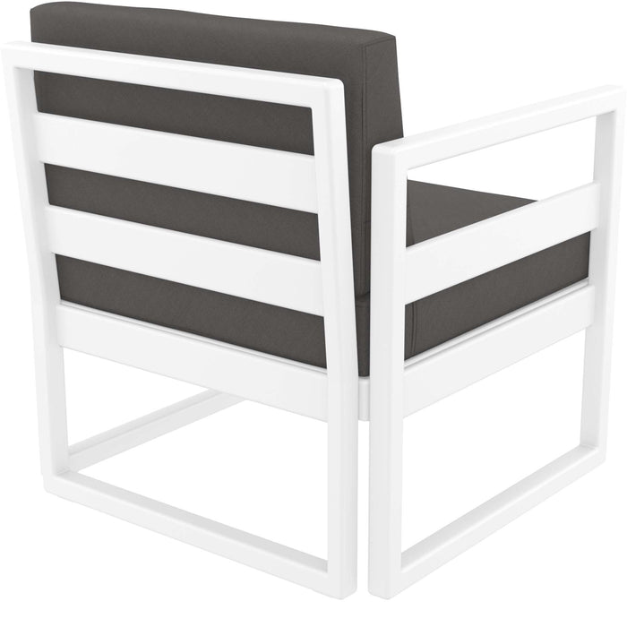 Siesta Mykonos Lounge Arm Chair - White with Dark Grey Cushions