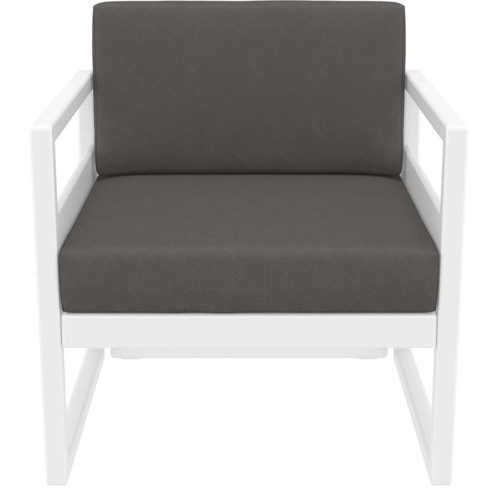 Siesta Mykonos Lounge Arm Chair - White with Dark Grey Cushions