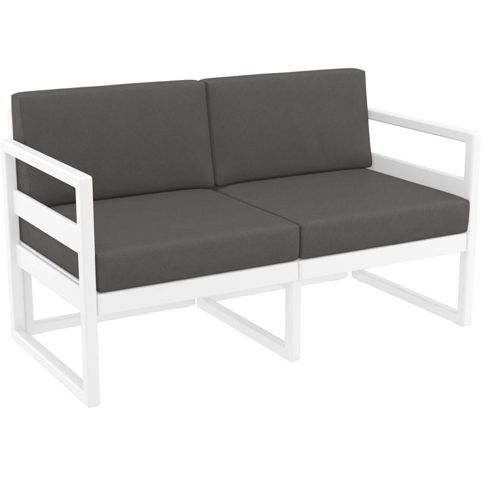 Siesta Mykonos Lounge Sofa - White with Dark Grey Cushions