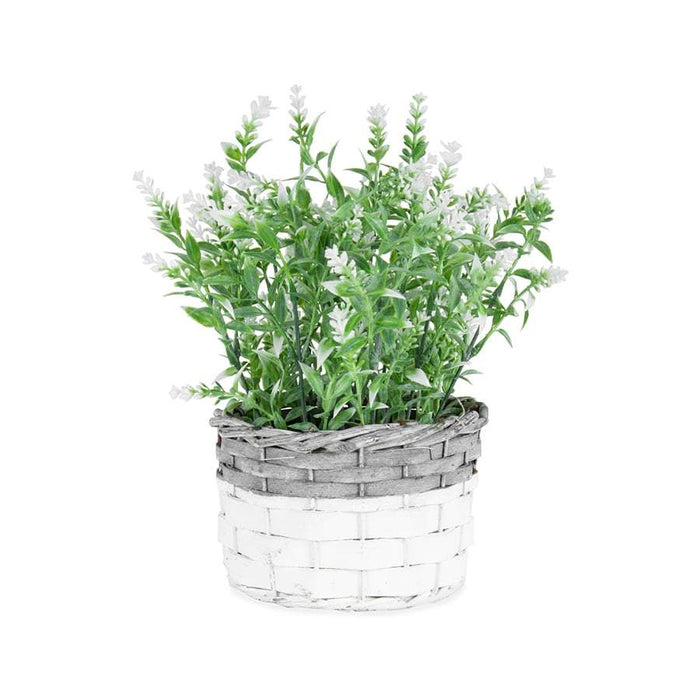 Artificial White-Stem Flower in Basket-Planter