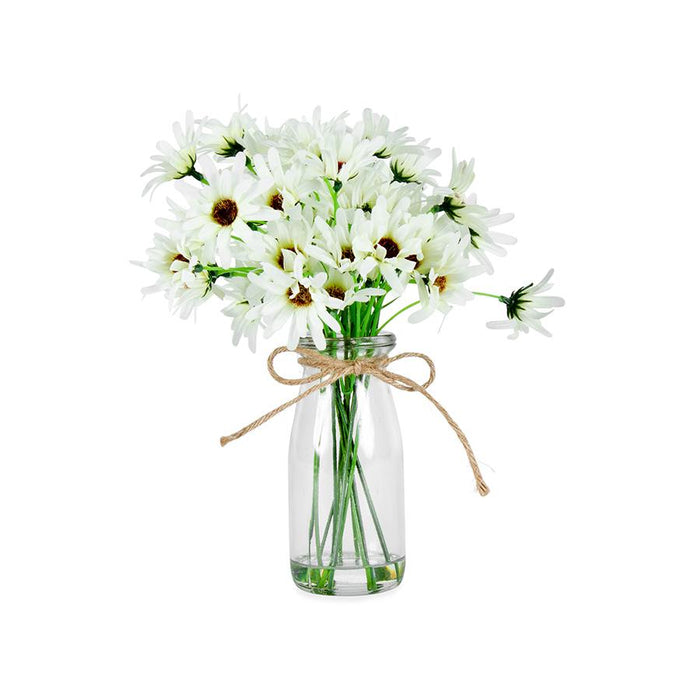 Artificial White Chrysanthemum in Glass Vase NEW Plants & Pots