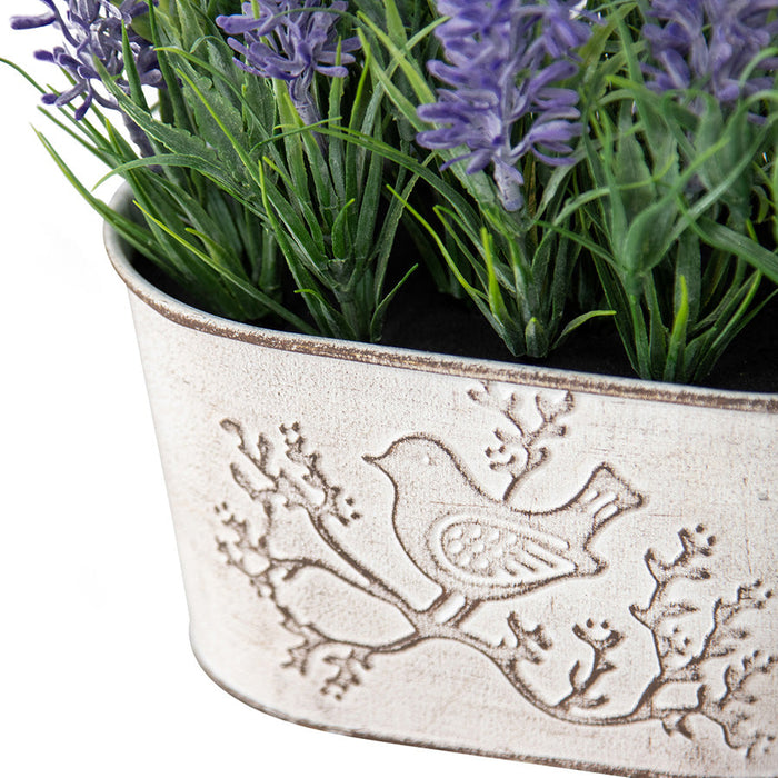 Artificial Lavender Plant in Oval Pot w/Bird