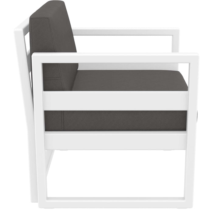 Siesta Mykonos Lounge Arm Chair - White with Dark Grey Cushions