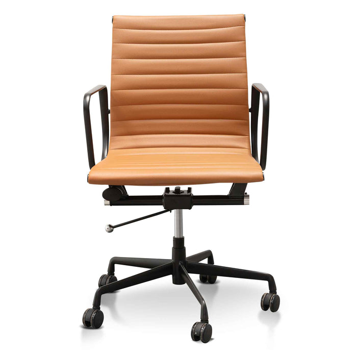 COC6403-YS Low Back Office Chair - Saddle Tan in Black Frame