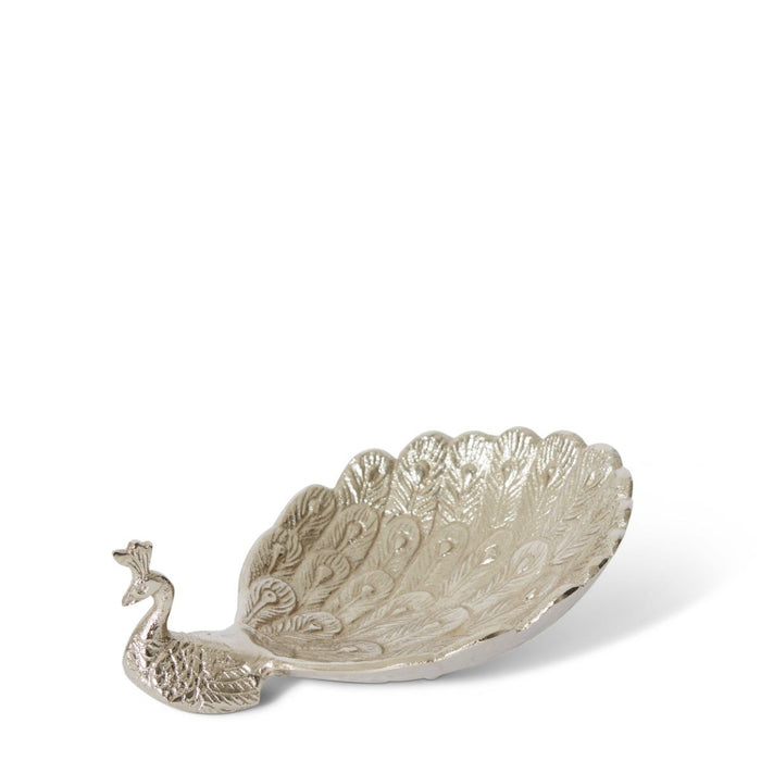 Peacock Trinket Dish - Nickel, 7cm (H)