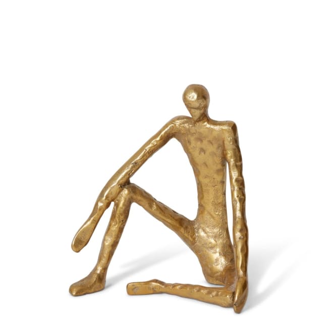 Man Sitting Scuplture - Antique Gold, 23cm (H)