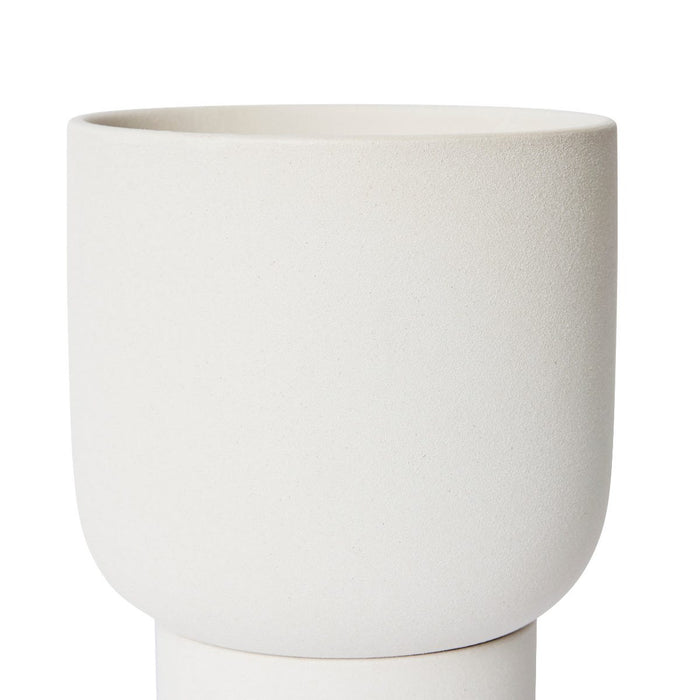 Daylen Pot w Saucer - White, 24cm (H)
