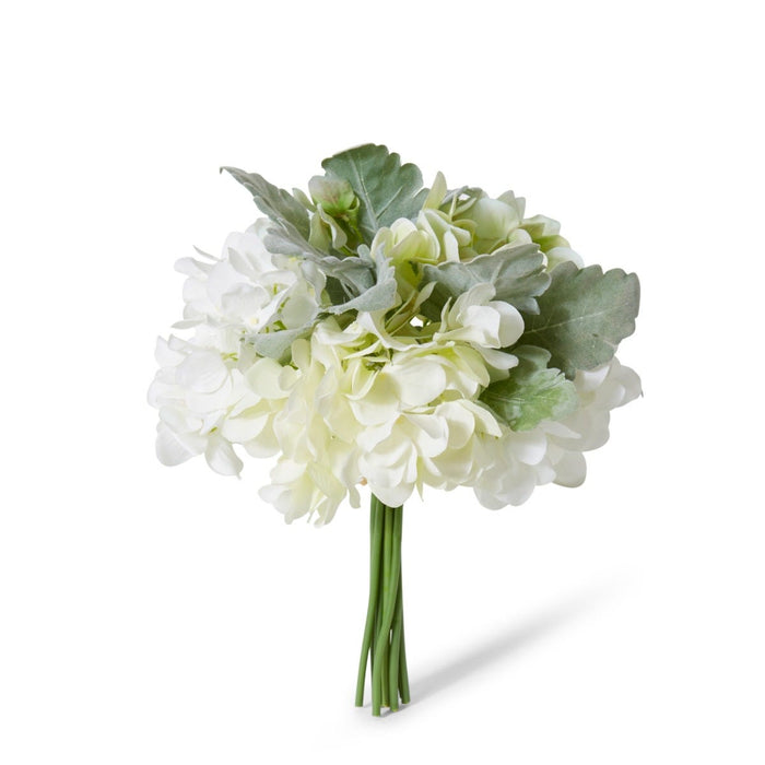 Hydrangea Alice Bouquet Pack of 12 - White/Green, 28cm (H)