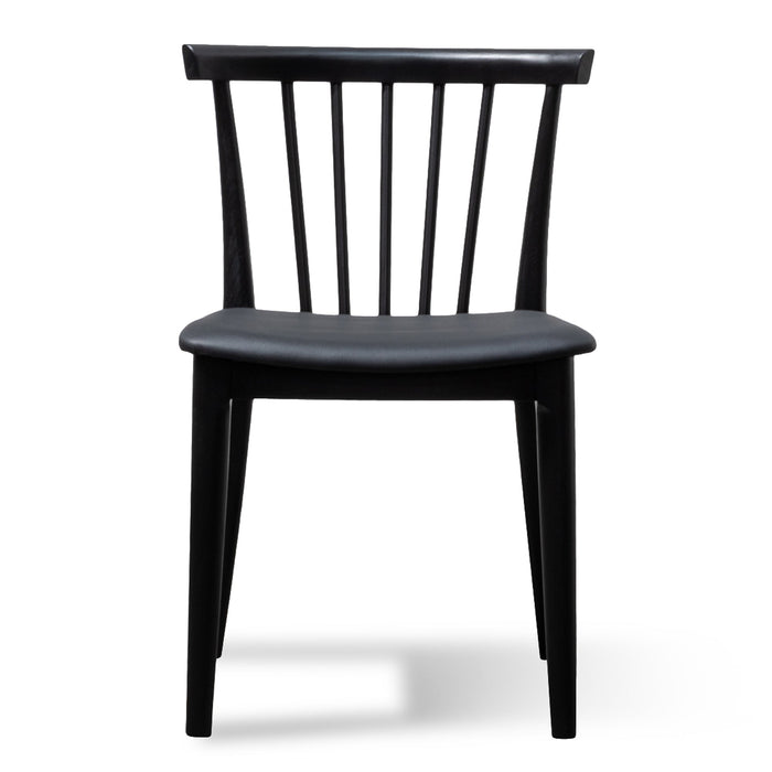 CDC6042-SD - Dining chair - Solid timber and Black PU (Set of 2)