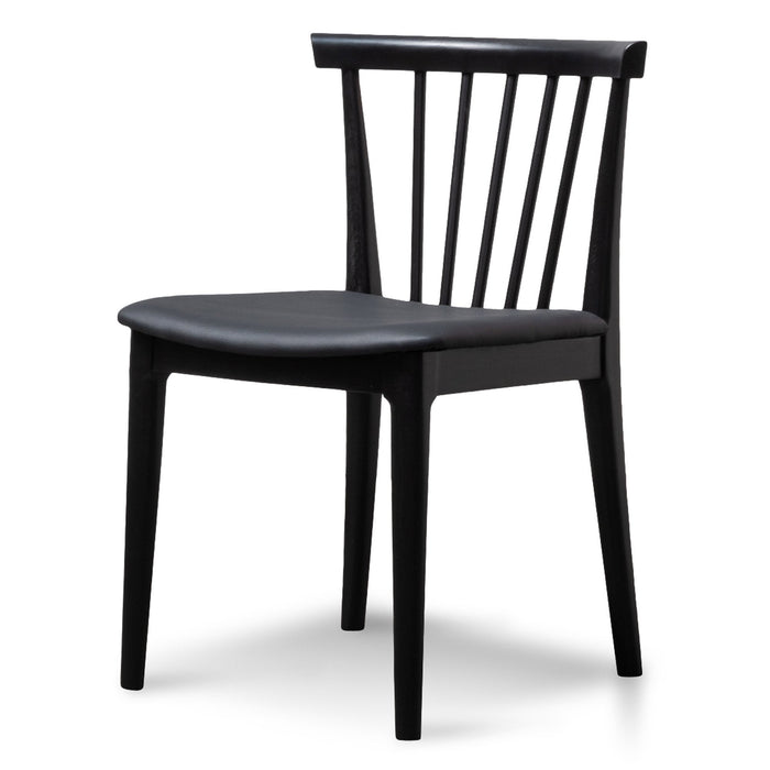 CDC6042-SD - Dining chair - Solid timber and Black PU (Set of 2)