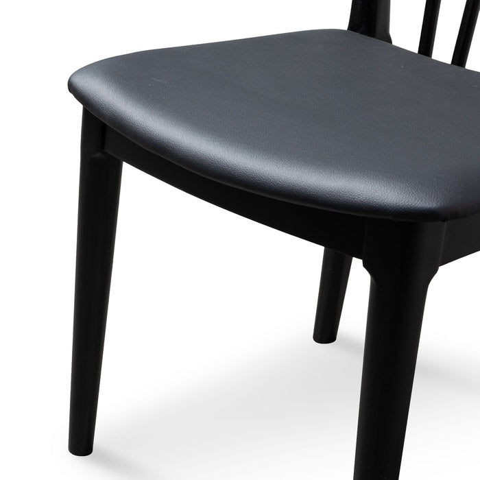 CDC6042-SD - Dining chair - Solid timber and Black PU (Set of 2)