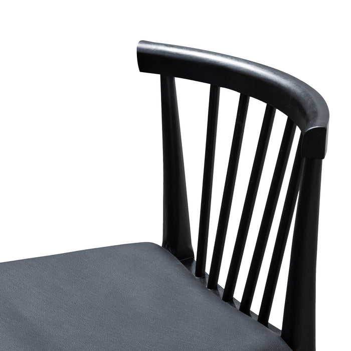 CDC6042-SD - Dining chair - Solid timber and Black PU (Set of 2)