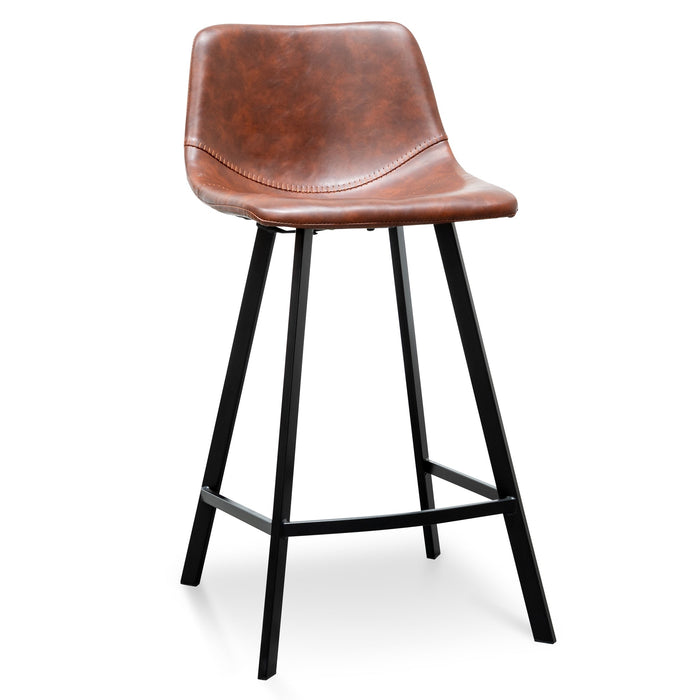 CBS2749-SE - 65cm Bar Stool - Cinnamon Brown PU Leather (Set of 2)