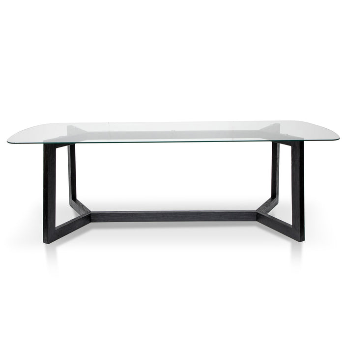 CDT2797-NI 2.4m Dining Table - Glass Top with Black Base