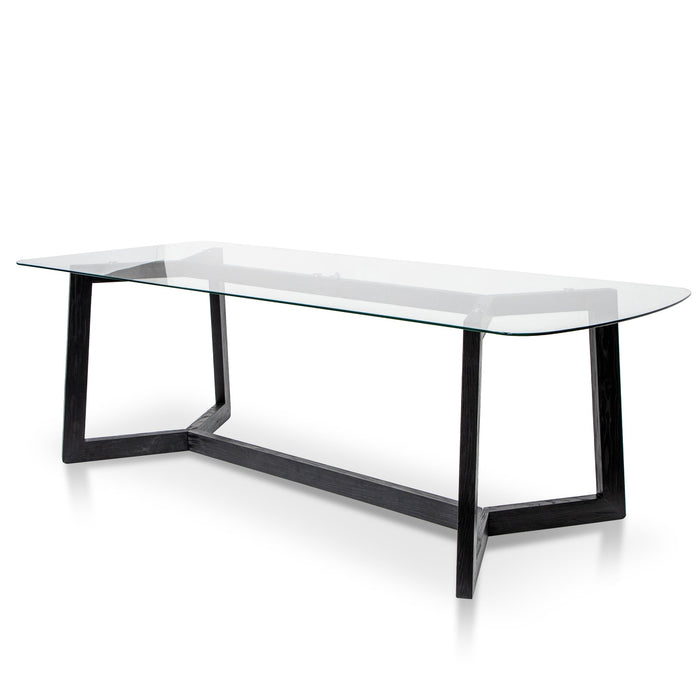 CDT2797-NI 2.4m Dining Table - Glass Top with Black Base