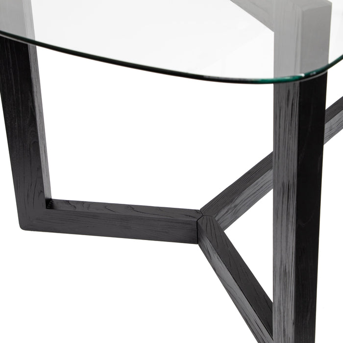 CDT2797-NI 2.4m Dining Table - Glass Top with Black Base