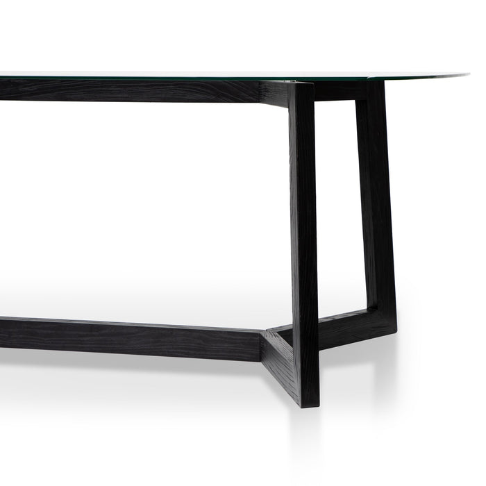 CDT2797-NI 2.4m Dining Table - Glass Top with Black Base