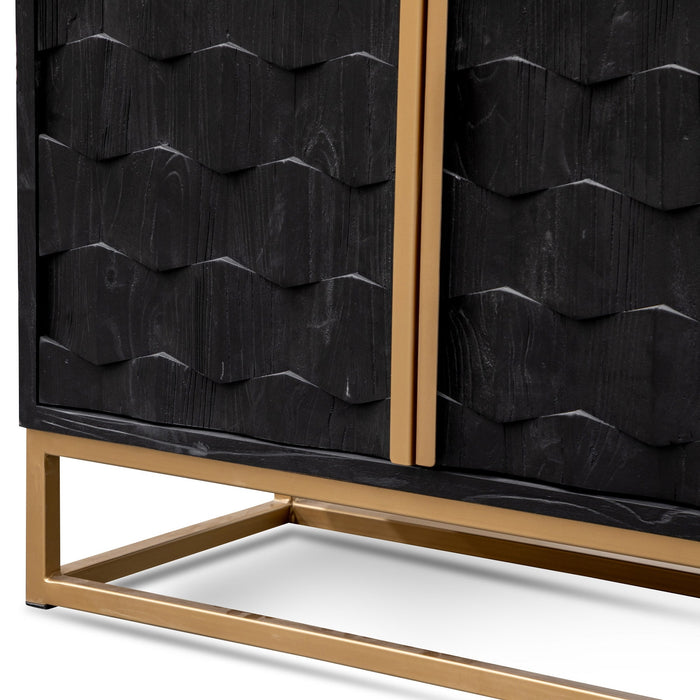 CDT2922-NI 1.78m Sideboard - Black Wood with Gold Handle