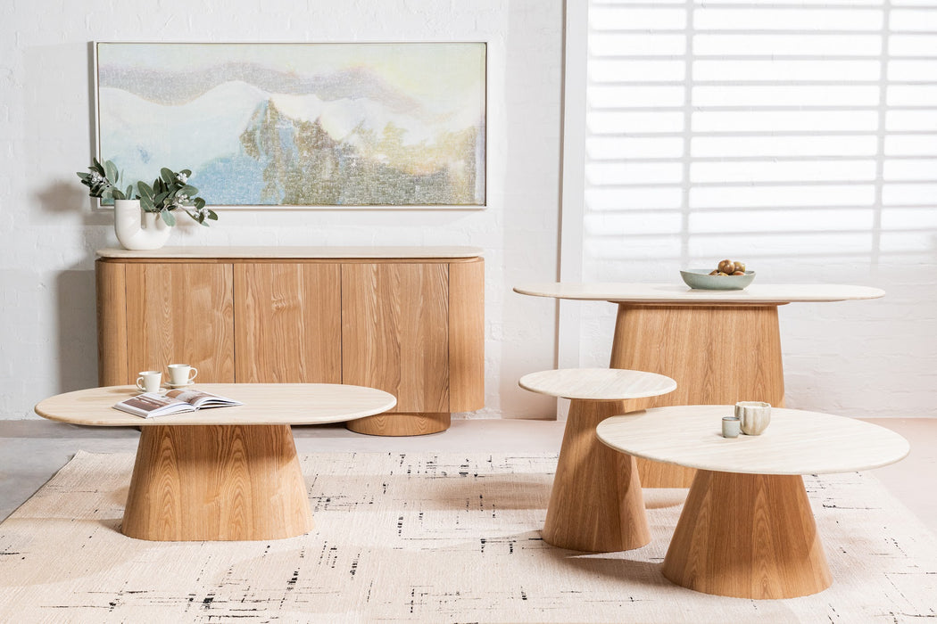 Westbury Round Coffee Table White Travertine