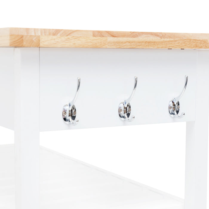 Kitchen Island Trolley with Open Shelves - White