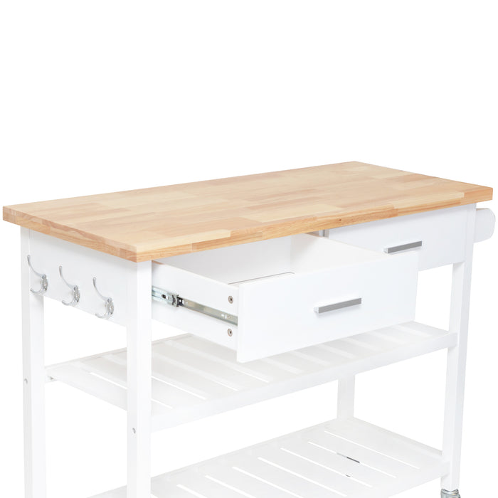 Kitchen Island Trolley with Open Shelves - White
