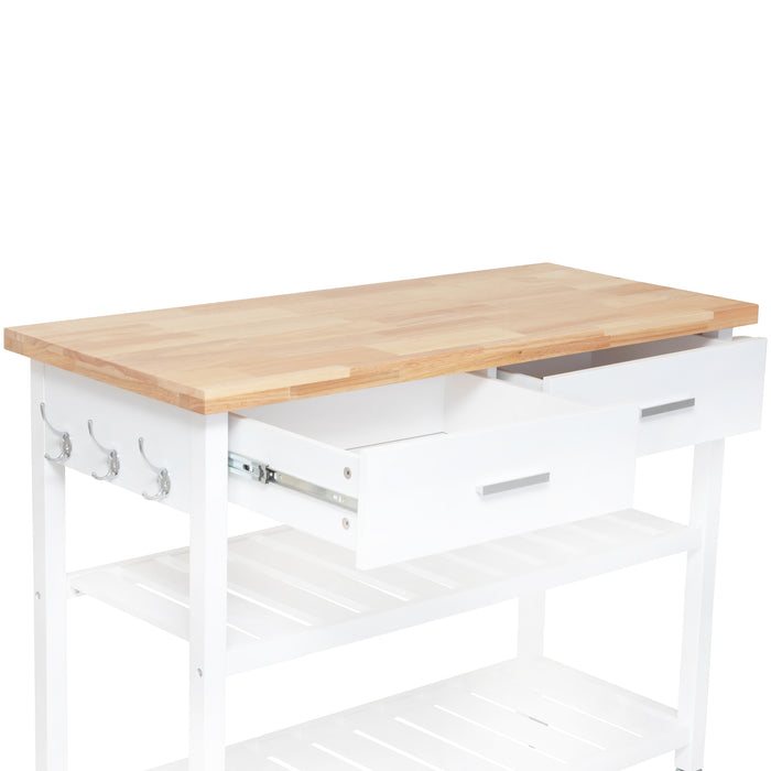 Kitchen Island Trolley with Open Shelves - White