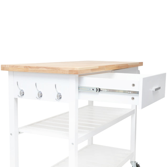 Kitchen Island Trolley with Open Shelves - White