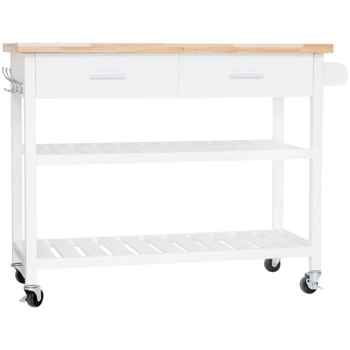 Kitchen Island Trolley with Open Shelves - White