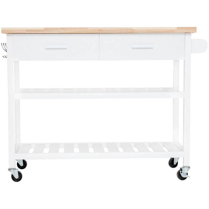 Kitchen Island Trolley with Open Shelves - White