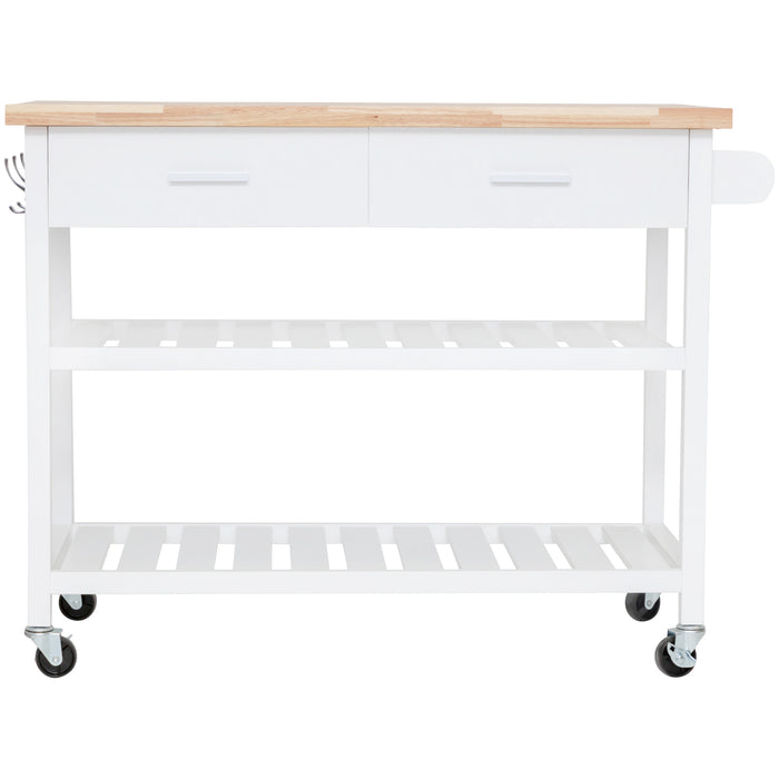 Kitchen Island Trolley with Open Shelves - White