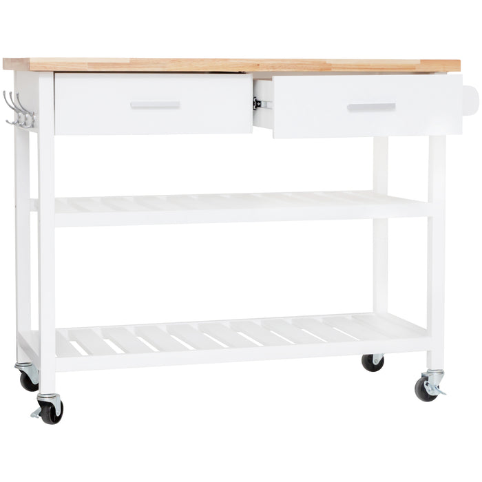 Kitchen Island Trolley with Open Shelves - White