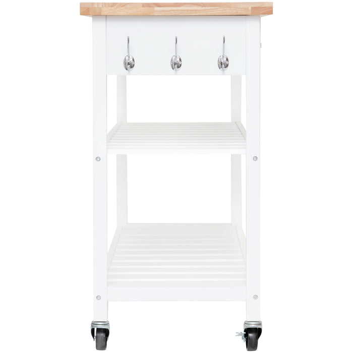 Kitchen Island Trolley with Open Shelves - White